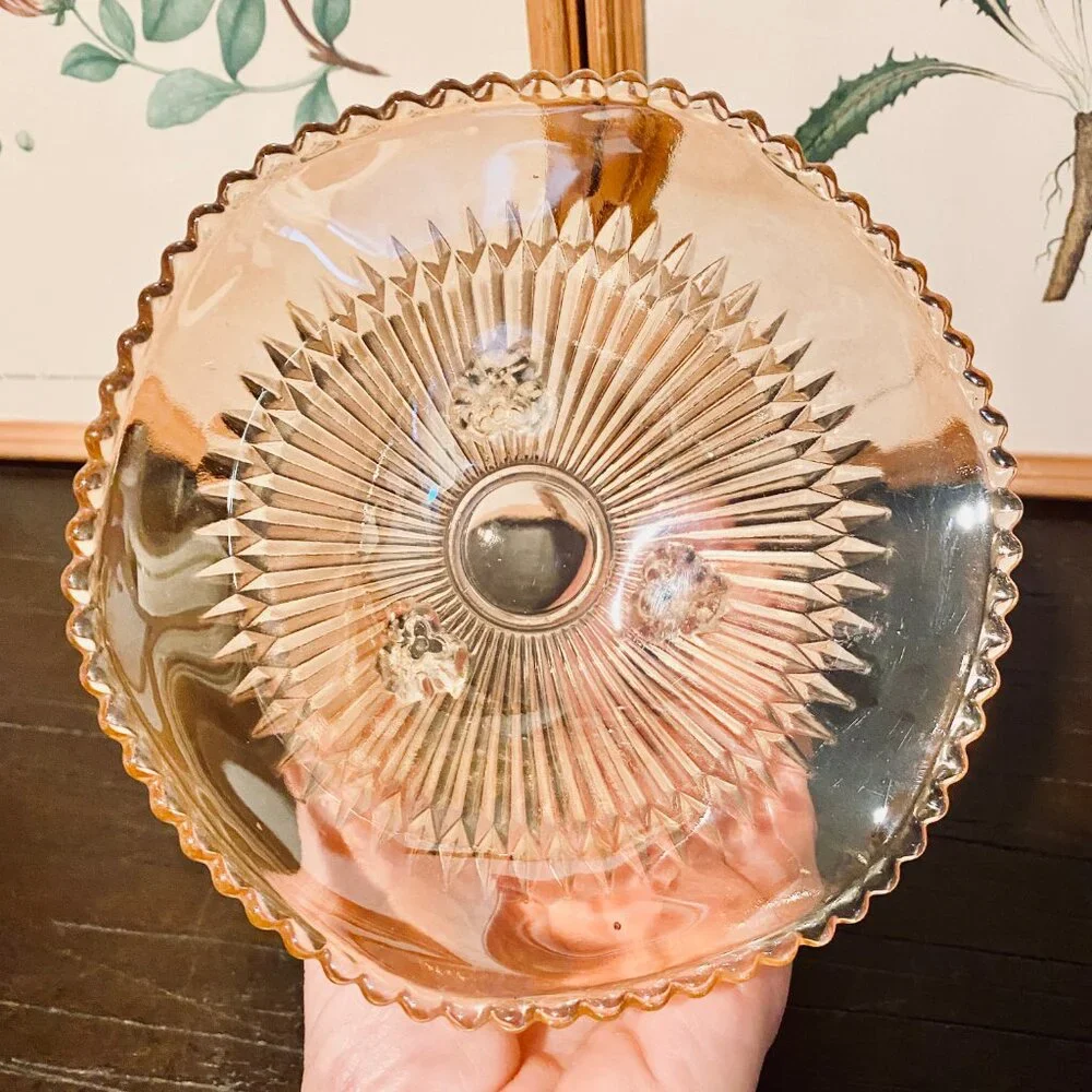 Vintage Jeannette Carnival Glass Marigold Footed Candy Dish 1930s‎ Rare MCM